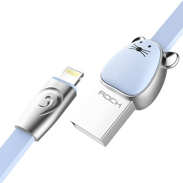 【ROCK】卡通十二生肖蘋果機傳輸線(鼠/藍)1入