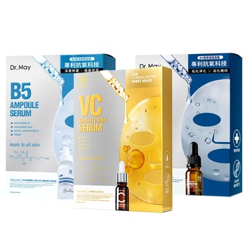 Dr.May 實驗室專業精華面膜任選x6 (VC激光亮白/B3淨膚淨痘/B5保濕補水)