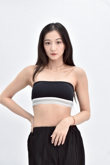 加購優惠(S) net 棉質短版 bra top平口鬆緊黑色上衣