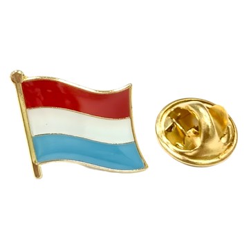 A-ONE 匯旺 盧森堡國旗別針 - 鐵烤漆電鍍青銅 15mm長 x 12mm寬  盧森堡國旗 紅色 + 白色 + 藍色