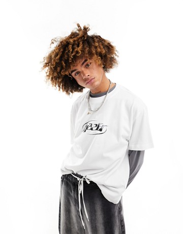 Weekday oversized t-shirt with eraser logo graphic print in white