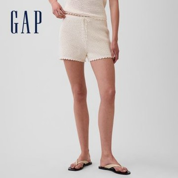 【GAP】鉤針編織休閒短褲-象牙白(886534)