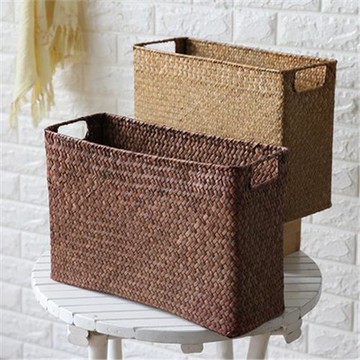 手工編織藤草收納籃