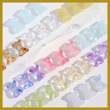 蝴蝶結琉璃珠 中孔橫穿玻璃散珠 diy手鏈串珠項鏈飾品配件 串珠材料 串珠材料包 珠珠材料 手串材料
