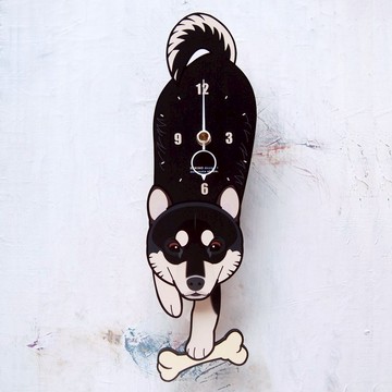 D-36 黒柴 - 動物造型鐘擺鐘