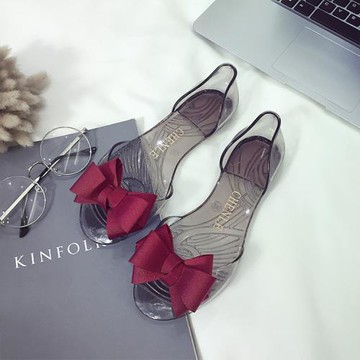 Taroko 成熟螺紋蝴蝶結PVC透明果凍魚嘴涼鞋(4色可選)