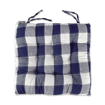 平紋格子餐椅墊-藍