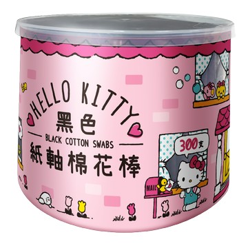 [寶富華]Hello Kitty黑色紙軸棉花棒300支