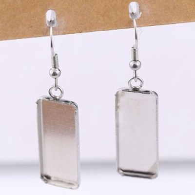 [10mmx25mm用] スクエア型ミール皿ステンレスフックパーツ 1個販売 ステンレスピアスパーツ 20G 20ゲージ 20g DIY用 カボーション カボシ