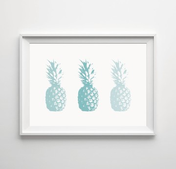 Pineapple藍綠 可客製化 掛畫 海報