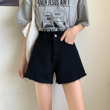 牛仔短褲女2025年新款大碼顯瘦百搭黑色白色秋季a字寬松熱褲潮ins