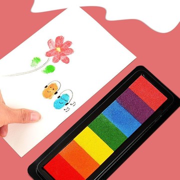 ✨新北GO購✨臺灣出貨✨ diy手賬手指畵印泥七色長條形彩色印泥紅色印泥印章油橡皮章文具