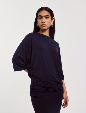 Aria Ruched Tee in Darkest Navy - MicroModal Ninety Percent