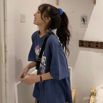 短袖T恤女 女裝 韓版T恤 寬鬆上衣 原宿風短袖 上衣半袖 慵懶風T恤 短袖女oversize t恤女 閨蜜裝 韓版上衣