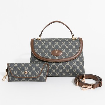 【官網獨家】PLAYBOY - 斜背包附長背帶  Evara系列 - 藍色/552-5201-50-7