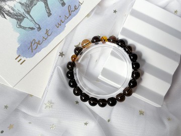 【2026年十二生肖開運水晶】天然花珀 茶晶 黃水晶 14K包金 手鍊