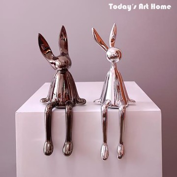 現代輕奢潮玩藝術兔子客廳書房兒童禮物電視柜樣板間裝飾個性擺件