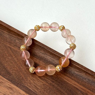 【愛與溫暖】紅兔毛鍍金球手鏈 消除緊張焦慮 轉化負面 主招財