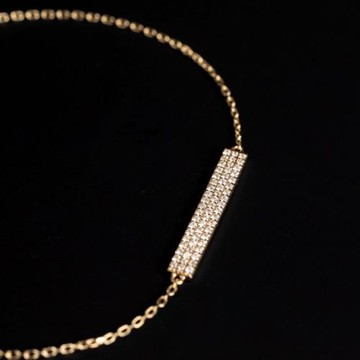 富貴無事牌~S925純銀鍍18k金鑲嵌鋯石手鏈長方形禮物細致輕奢風