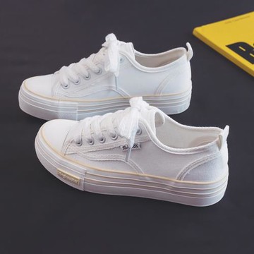 厚底帆布鞋女2023年新款春季爆款小白鞋百搭ulzzang學生板鞋