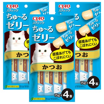 INABA CIAO 啾嚕 寒天肉泥 15g*4 嗜口性高 綠茶配方 不含防腐劑  寒天鰹魚  60g  3袋