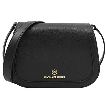 MICHAEL KORS LUCIE 浮雕LOGO荔枝皮革斜背包.黑