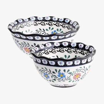 PRACA 波蘭風陶瓷荷葉邊飯碗湯碗2件組 - 鳶尾花  多色  1個
