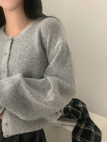 Codibook｜韓國 sugar powder 冰沙風圓領泡泡袖短版針織外套［現貨 - 海軍藍］針織外套 女裝