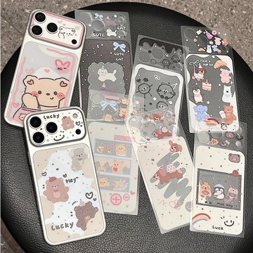 卡通可愛鏡頭膜 適用iPhone17pro 手機背膜 貼紙 蘋果17promax 後背貼膜 超薄鏤空靜電吸附