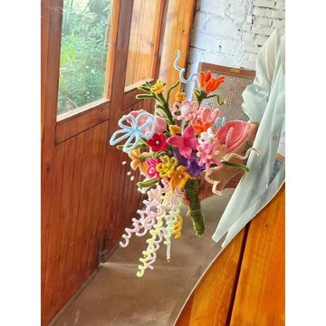 臺灣/🌸手工 DIY 手作 永生花 扭扭棒扭扭棒新娘手捧花diy花束自制材料包創意童真馬卡龍花送朋友禮物