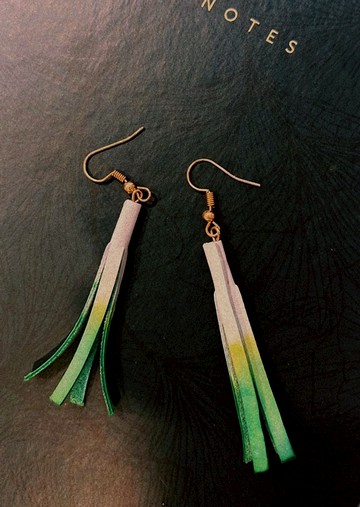 青蔥手工真皮小羊皮製作三星蔥造型設計感耳環SS23宜蘭伴聰明考運