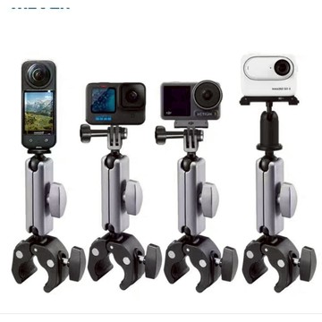 台灣現貨 通用相機支架 機車支架 360度雙球頭 鋁合金強力大力夾