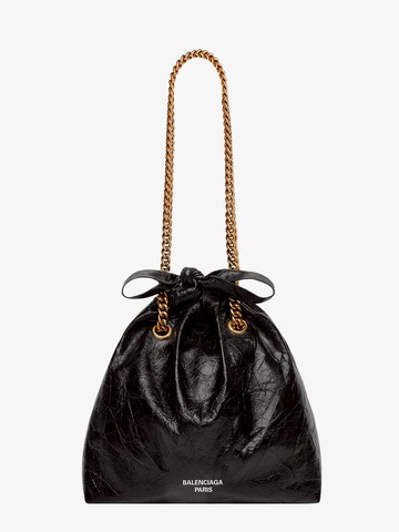 Leather bucket bag with frontal logo - BALENCIAGA - gender_Woman