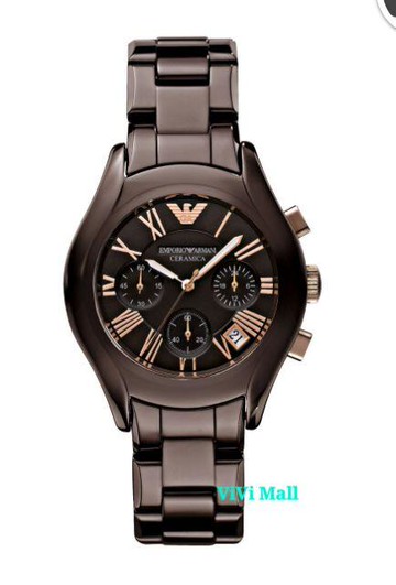 『Marc Jacobs旗艦店』EmporioArmany美國AR1446/AR1447巧克力色陶瓷帶時尚腕錶情侶錶對錶