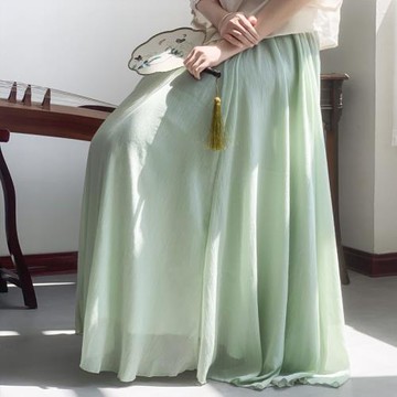 醉春煙 白色飄逸紗裙仙女高腰半身長裙垂感裙子仙女雪紡大擺裙