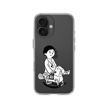iPhone 16 Clear Case（相機按鈕） 透明 - Abei x 勸世三姊妹 - 小火旺騎木馬