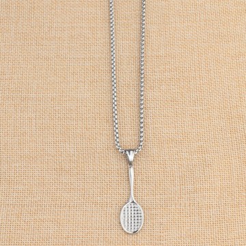 運動羽毛球拍全鈦鋼鏈球拍吊墜個性潮款掛飾長款百搭毛衣鏈