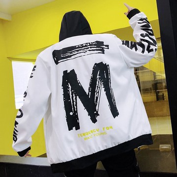 FINDSENSE品牌2019 新春 新款 韓國  長袖 運動 連帽 拼接 套頭字母 外套  時尚 潮流上衣 外套