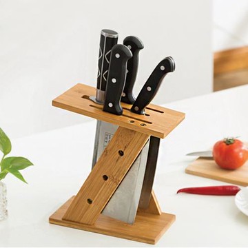 家用廚房楠竹R型刀架通風防霉木質刀具用品簡易多功能筷籠菜刀座