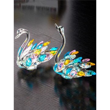 歐式高檔水晶天鵝裝飾擺件客廳電視柜兩邊酒柜玄關簡約家居裝飾品