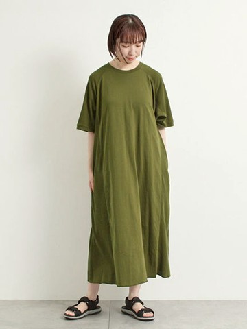 雙側羅紋拼接背後印花休閒連身裙(0F000931710) - Samansa Mos2