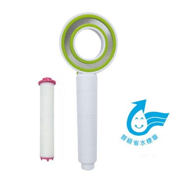 QSPA大面積Q型可止水增壓細水蓮蓬頭(桃紅限量版1入+亞硫酸鈣PP棉濾芯)