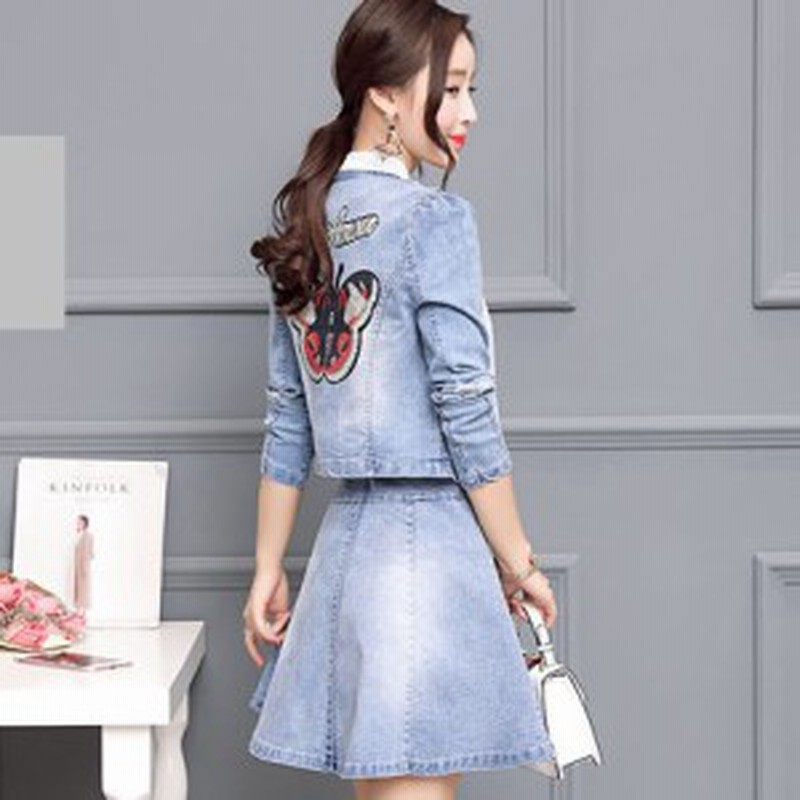 大人可愛いデニムセットアップ エレガント ワンピース Gジャン 蝶々 刺繍 ショート丈 秋冬 レディース 30代 40代 デート 女子会 旅行 通販 Lineポイント最大1 0 Get Lineショッピング