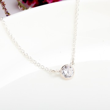 【Angel & Me】5A 單鑽 瑞士鑽石 s925 純銀項鍊 生日禮物