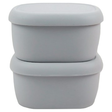 SiliPot 韓國鉑金矽膠冰溫嚐鮮盒  可堆疊收納  無凹槽設計  上蓋好掀  刻度清晰  冷灰色  1組