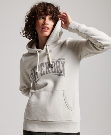 Superdry Women's Women's Ladies Classic Embellished Hoodie, Light Grey, Size: 8 Size: 4