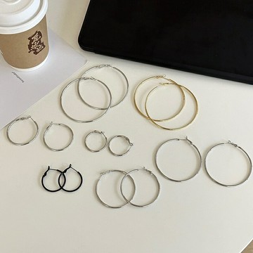 S925銀針圓圈耳環女耳圈高級感冷淡風耳飾秋冬年新款圈圈耳釘