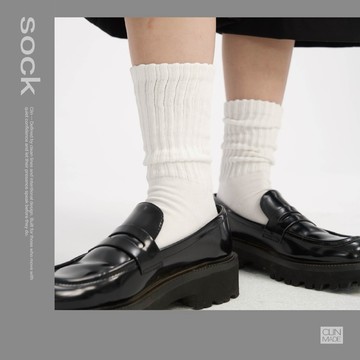 【CLIN】SC001 「全店現貨」買五送一‼️純色 厚底 透氣 吸汗 襪子 男女款 粗織 針織 純棉 長襪 中筒襪