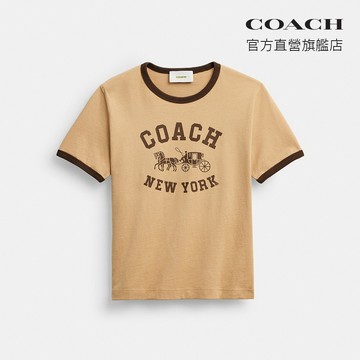 【COACH】 棉質馬車圖案飾邊T恤-棕褐色(CBO87)｜官方直營