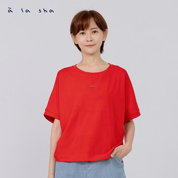 a la sha  抹茶落肩短袖上衣